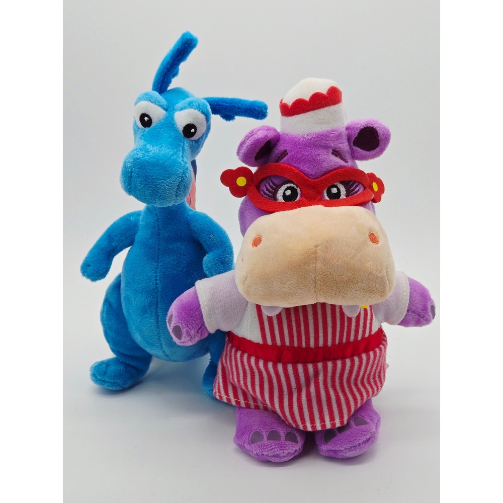 Disney Doc McStuffins Plush Set Stuffy Blue Dragon and Hallie Nurse Hippo 7inch